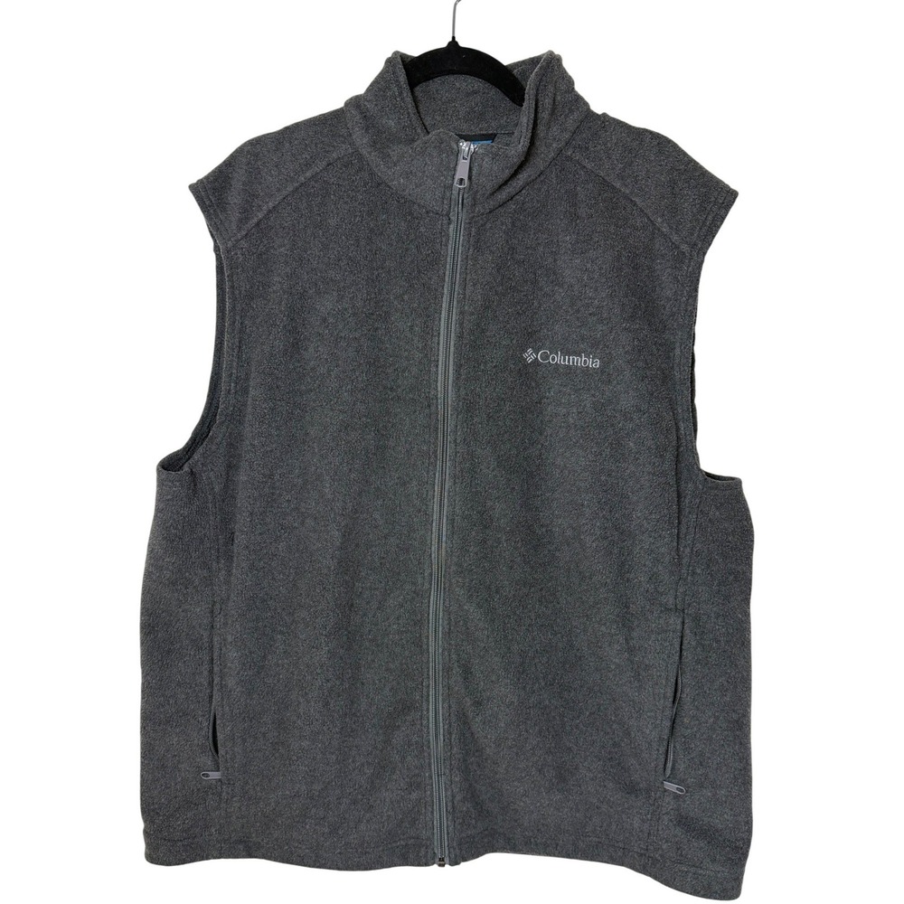 Columbia Fleece Vest Men Size XL Grey Full Zip Steens Mountain Outdoor‎ Layer